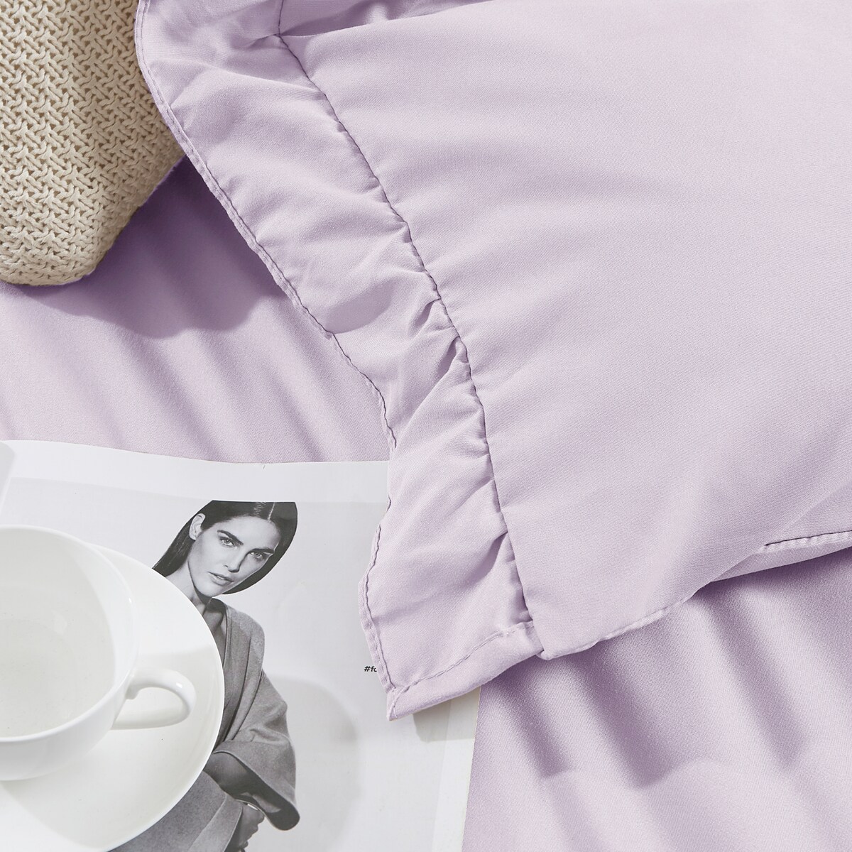 Wrzosowa Pościel z Falbanką 220x200 Ruffy