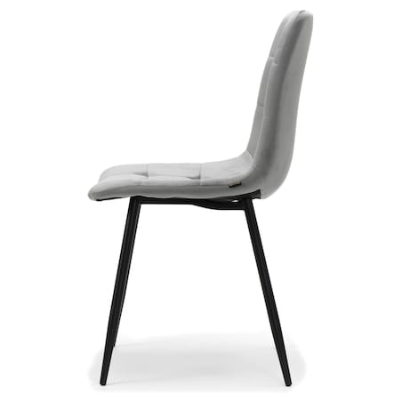 Krzesło tapicerowane pikowane welurowe do salonu jadalni PARMA jasnoszara