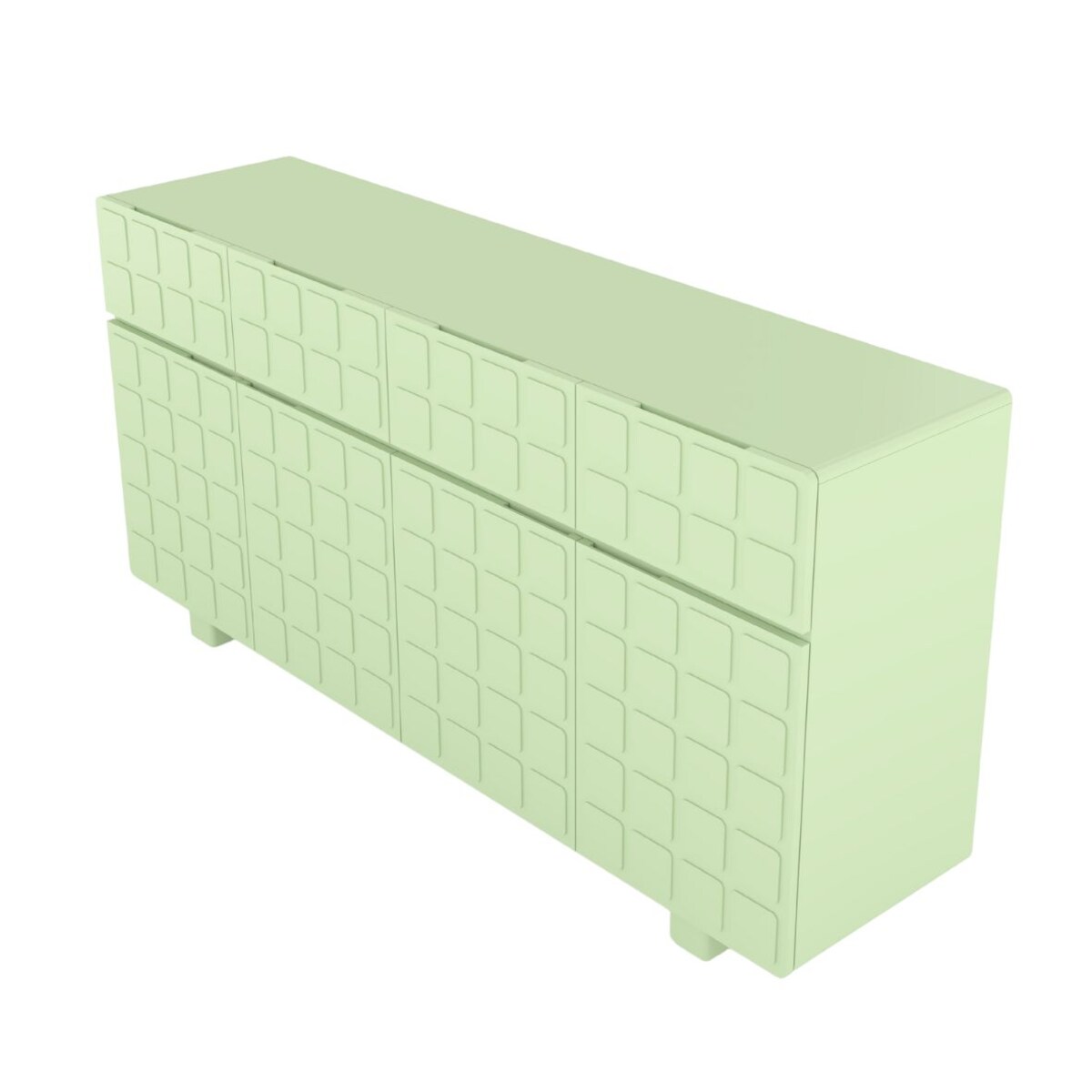 Nowoczesna komoda z frontami 3D Skandica CUBO LONG / kolor pudrowa zieleń / szer. 169 cm