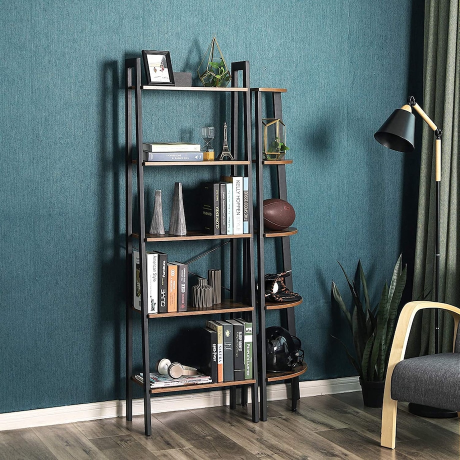 Regał Półka 56X34X172 Cm Rustykalny Brąz, Czarny