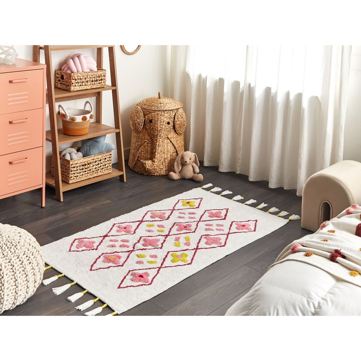 Dywan dziecięcy bawełniany 80 x 150 cm biały z różowym CAVUS