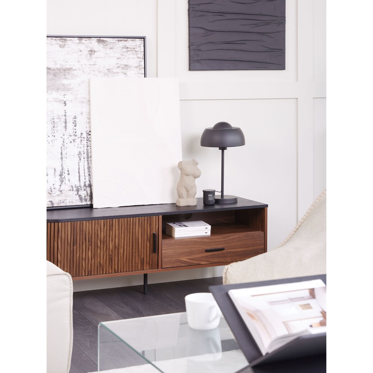 Lampa stołowa metalowa czarna SENETTE