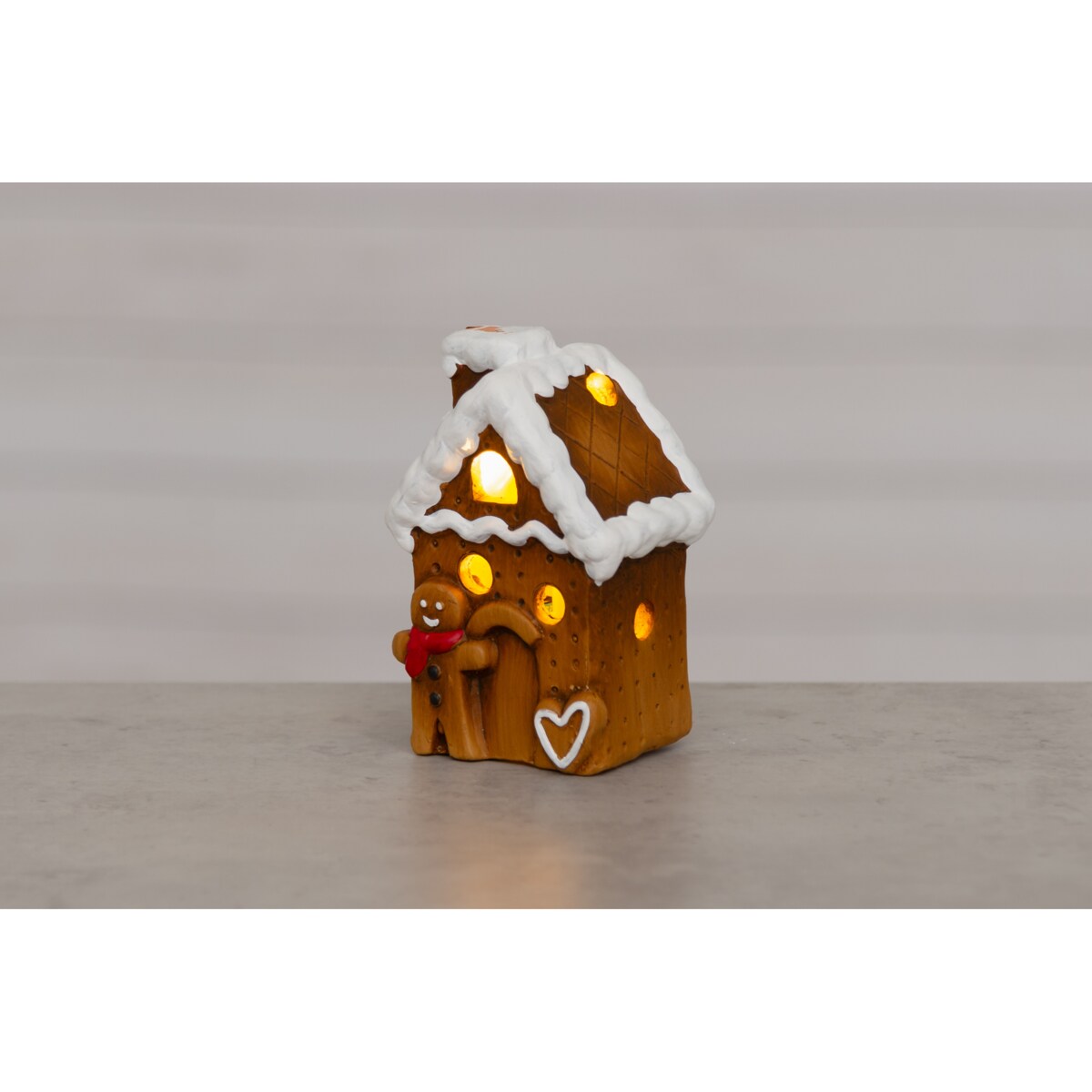 Domek z piernika ceramiczny z oświetleniem LED, 7 x 8,5 x 13 cm