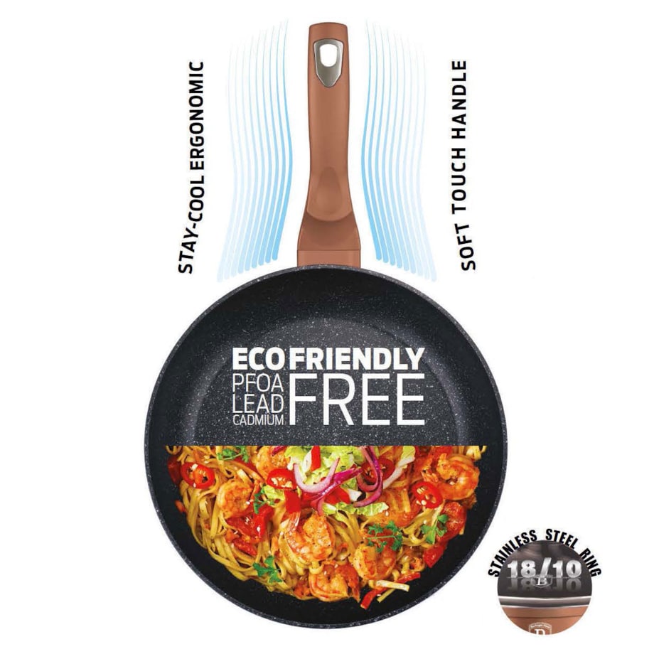 Patelnia Wok 28 cm marmurowa Berlinger Haus BH-1512 Miedziana