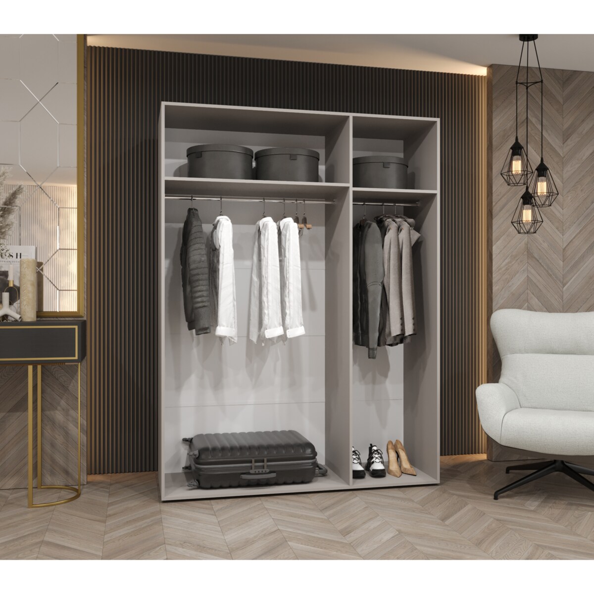 Szafa uchylna otwierana MARBELLA 1 150 wys. 202 cm Czarny + u. Kaszmir