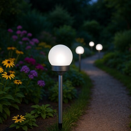 12X Lampa Solarna Kula 34Cm Ogrodowa Led Czujnik Do Ogrodu Świecąca Wbijana