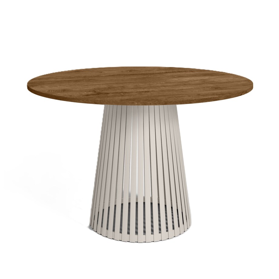 Stół VIV okrągły z lamelami, blat 110cm dąb lefkas- podstawa kaszmir