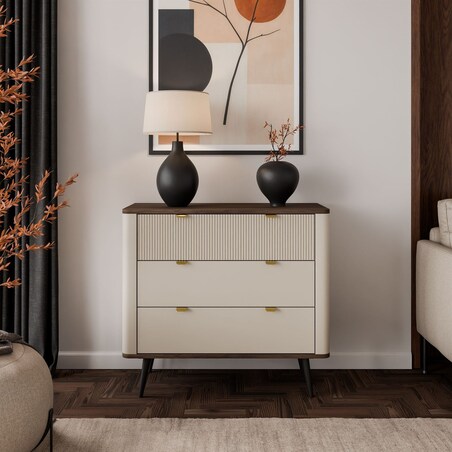 Komoda do salonu AUTUMN 3S na wysokich nóżkach, kaszmir / orzech