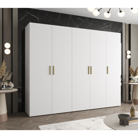 Szafa uchylna otwierana BARI 1 250 wys. 202 cm Biały + u. Złoty