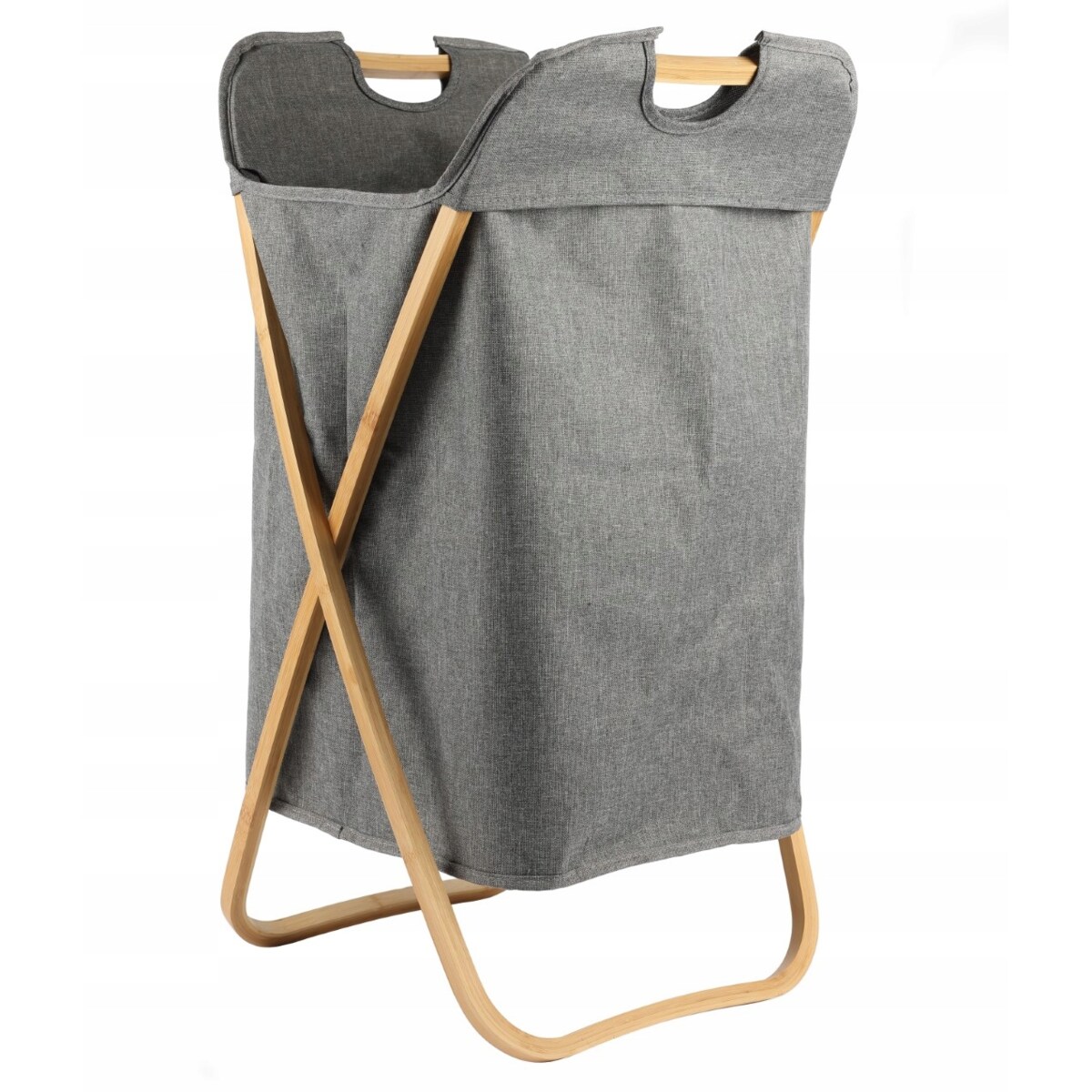 Kosz na pranie 145 L stojący BAMBUSOWY składany szary