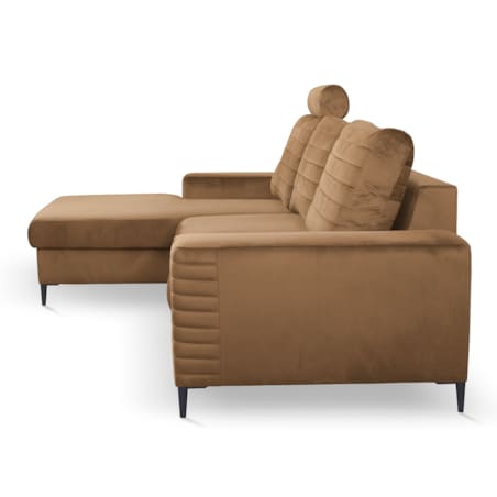 Narożnik rozkładany z zagłówkiem i pojemnikiem OLI, lewostronny, brązowy