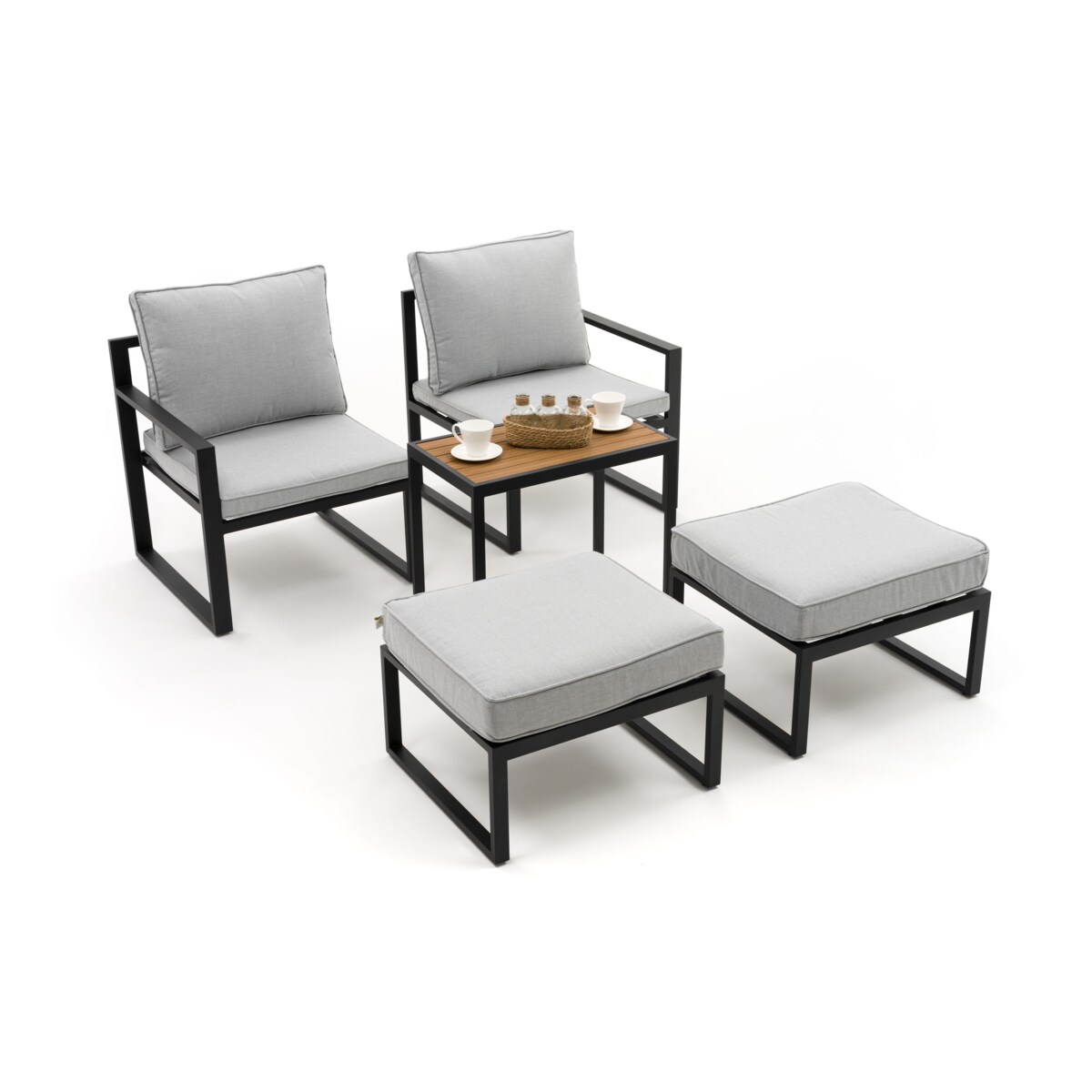 Zestaw mebli ogrodowych aluminiowe nowoczesne ATOL 2 grafitowo szare