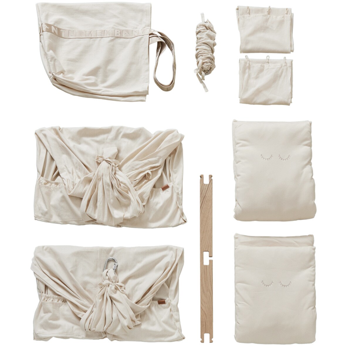 Hamak-huśtawka dla bliźniąt Premium - podwójna, beżowa