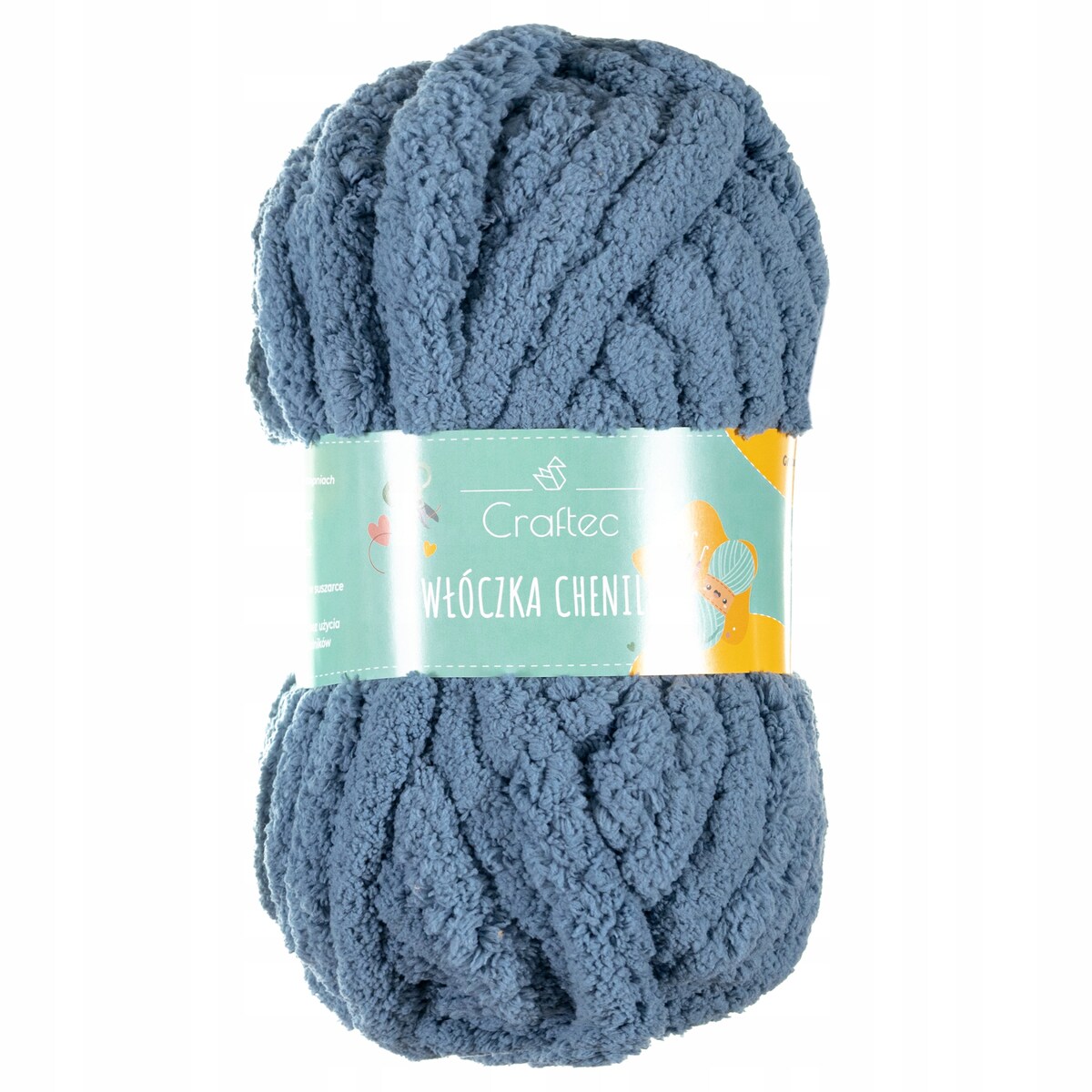 Włóczka do szydełkowania wyplatania gruba Chenille 20 mm niebieska #22