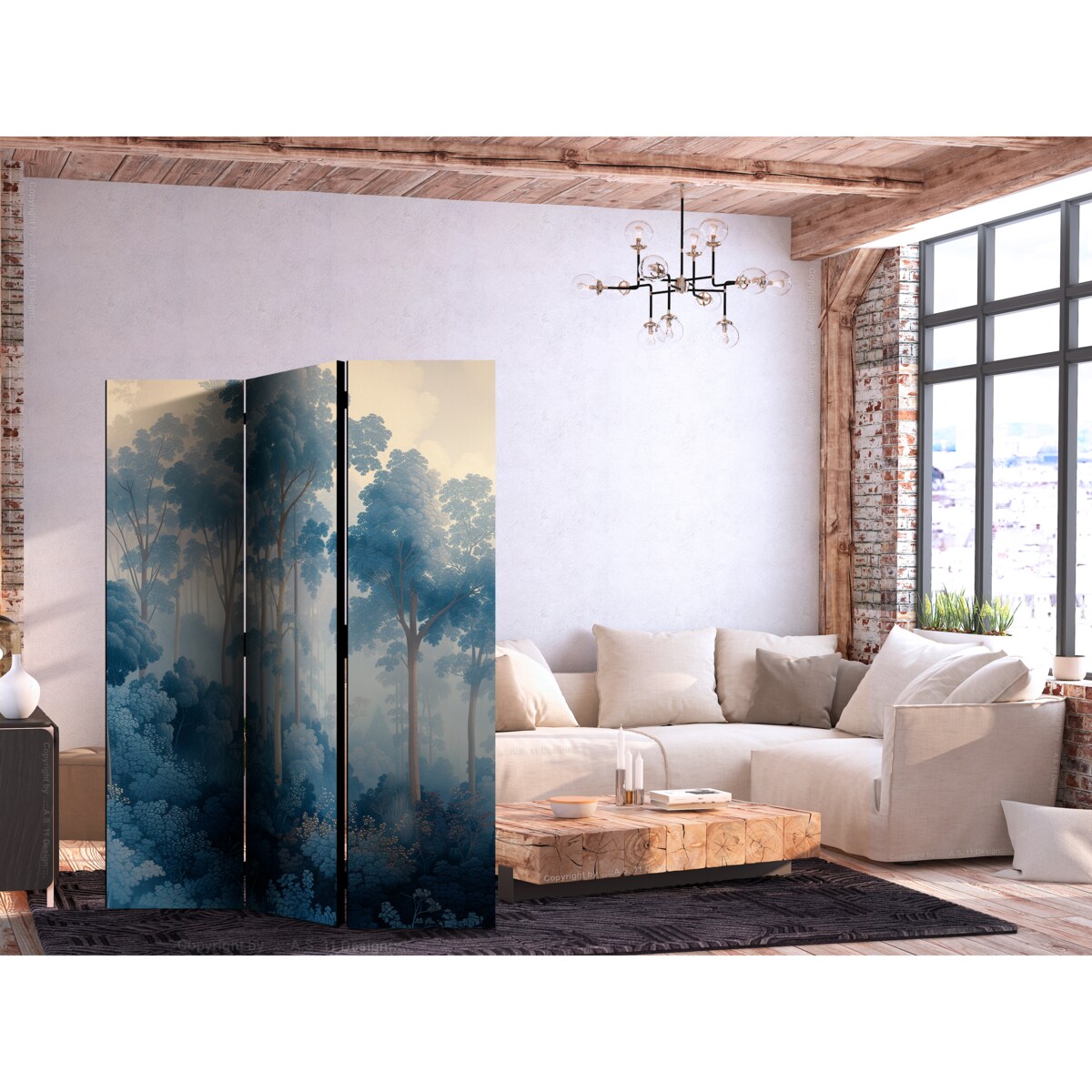 Parawan Akustyczny Bajkowy Niebieski Las 135x172cm