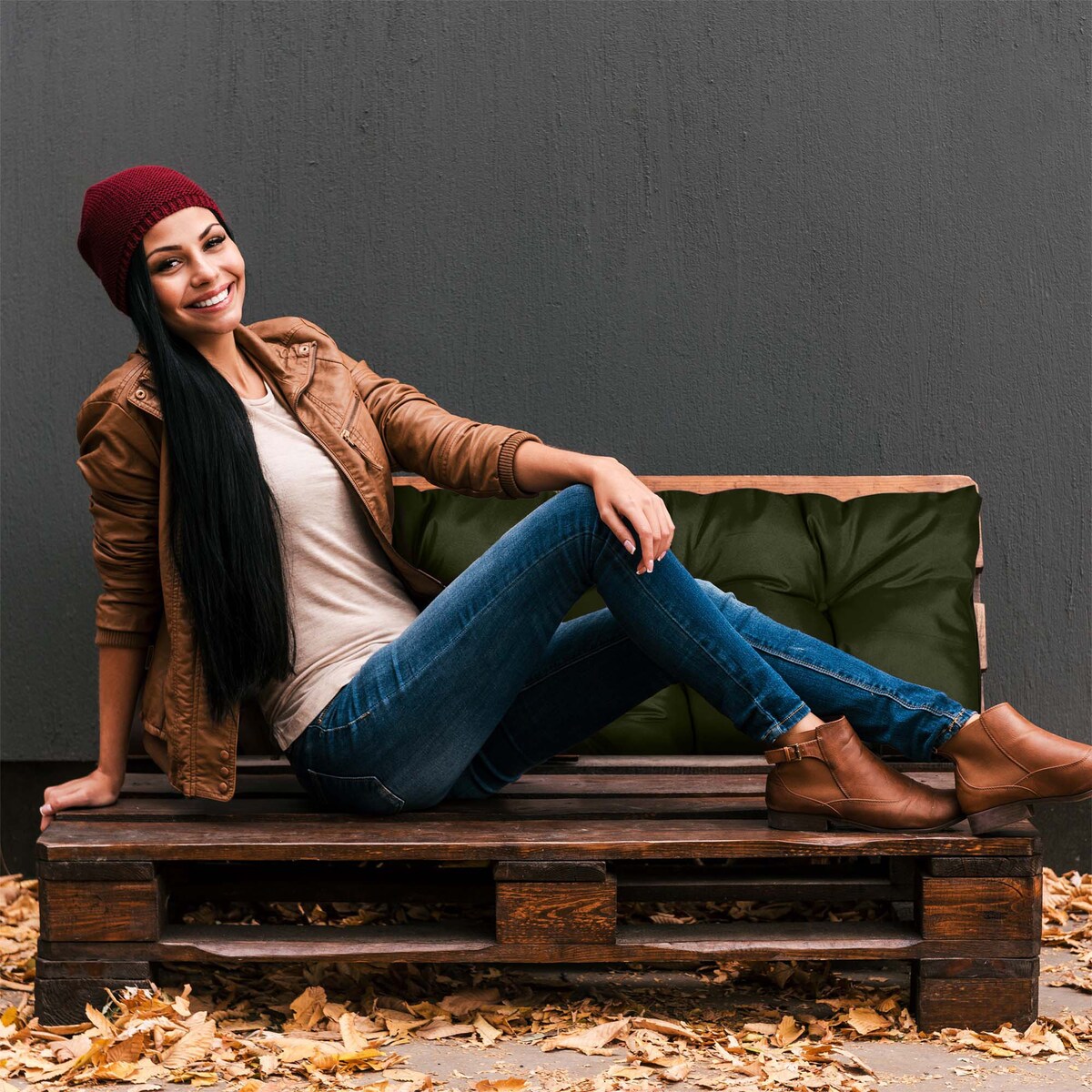 Poduszka Ogrodowa Na Huśtawkę Ławkę 120X40 Cm Na Meble Palety Wodoodporna Zielona