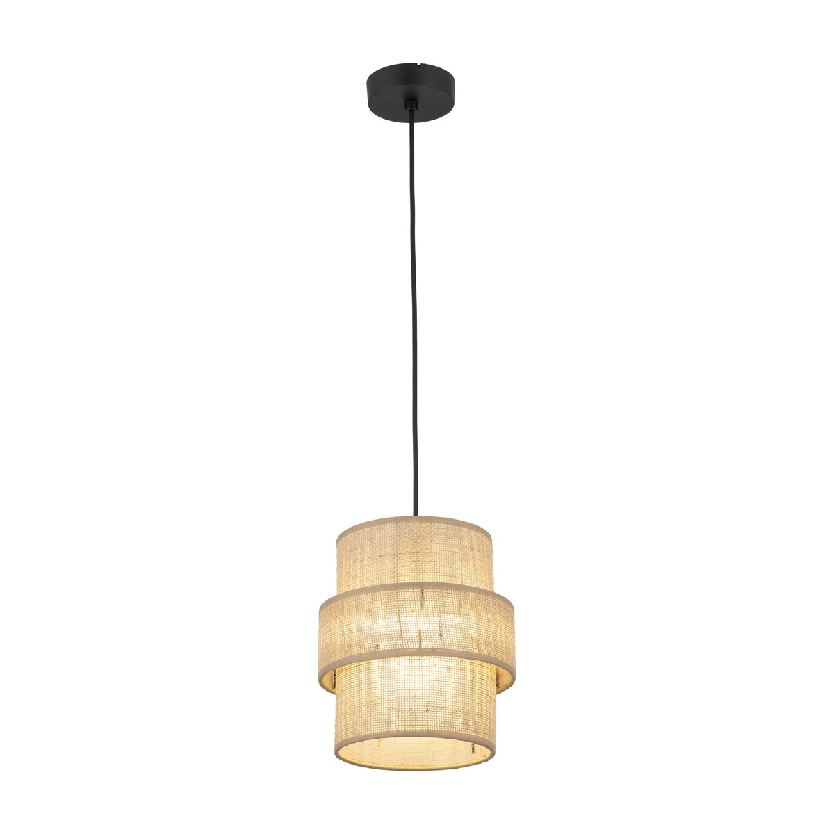 Lampa wisząca TK Lighting CALISTO JUTA 5401 beżowo-czarna, jutowy klosz, E27, regulowana wysokość