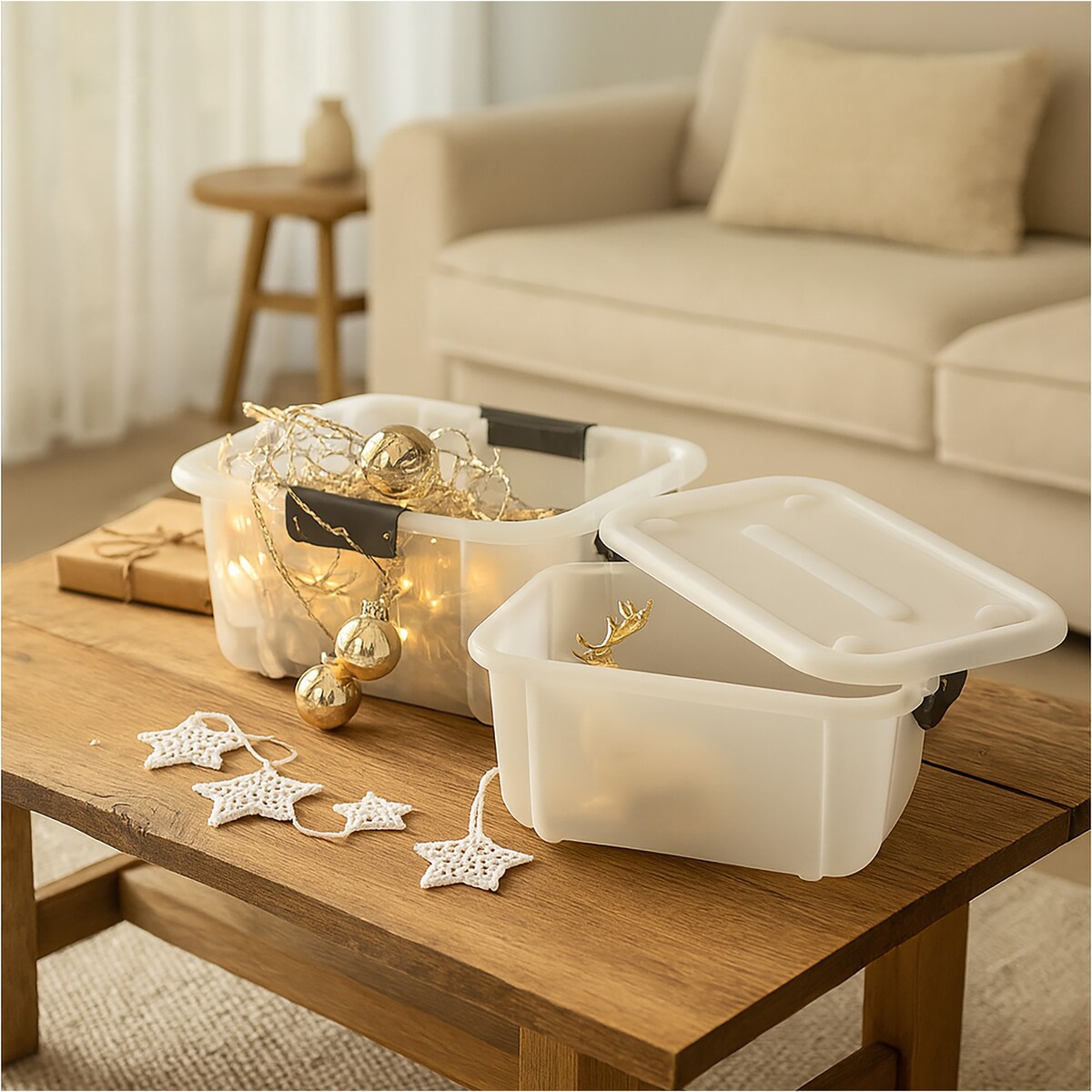 Pojemnik Plastikowy Pudełko 3.6 L Plastikowe Zamykany Z Pokrywką Pudło Box Do Przechowywania Na Zabawki Biżuterię Ubrania