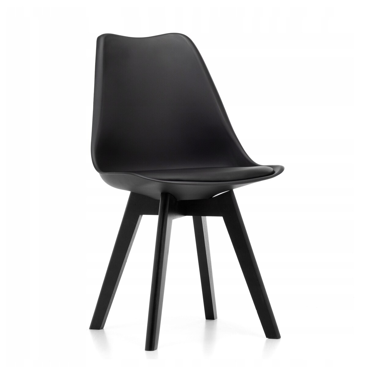 Krzesło skandynawskie do salonu jadalni kuchni nowoczesne DUBLIN czarny noga czarna