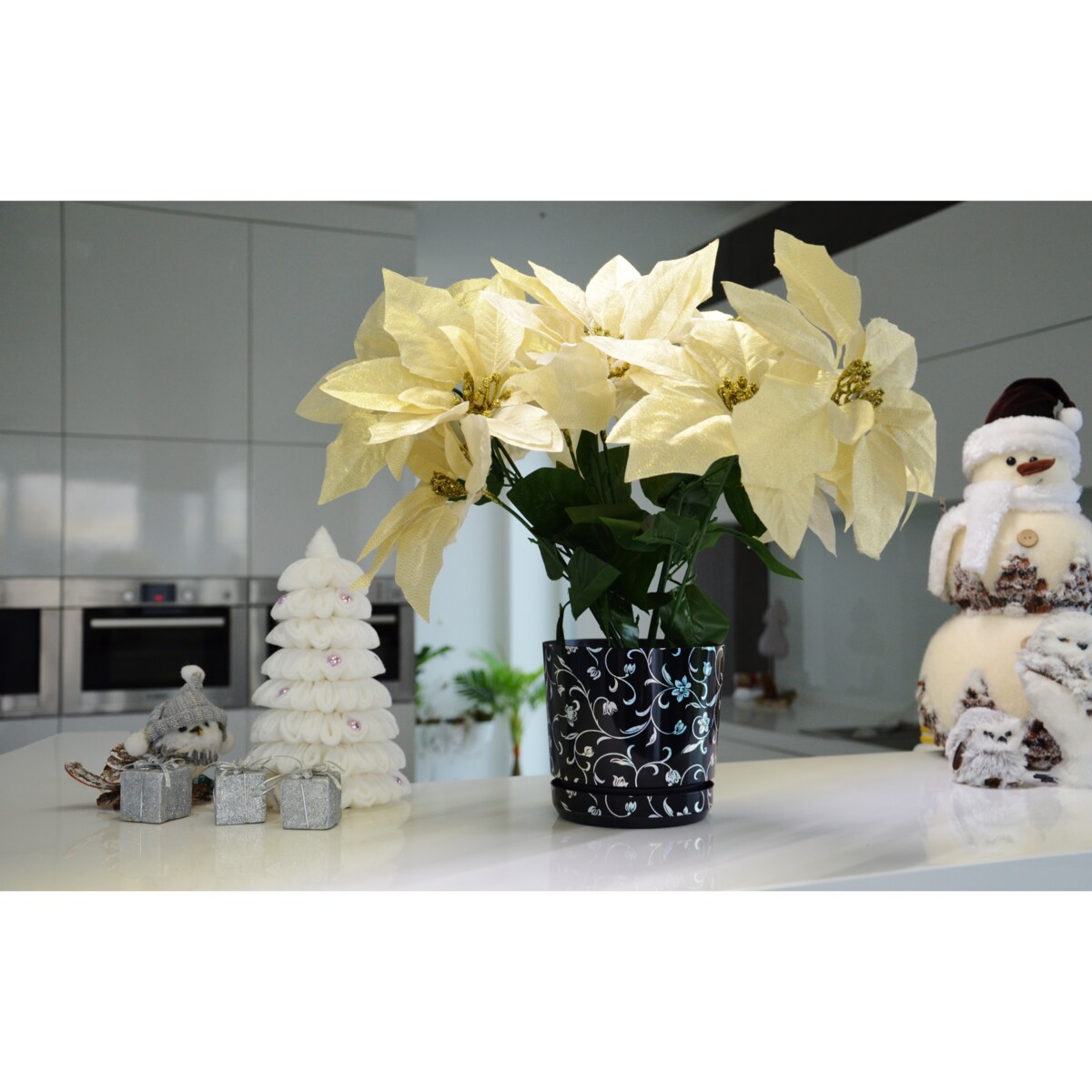 21 cm wzór KWIATY MIENIĄCE Doniczka z podstawką tęczowy efekt holograficzny niezwykła kwiatowa glamour brokatowa