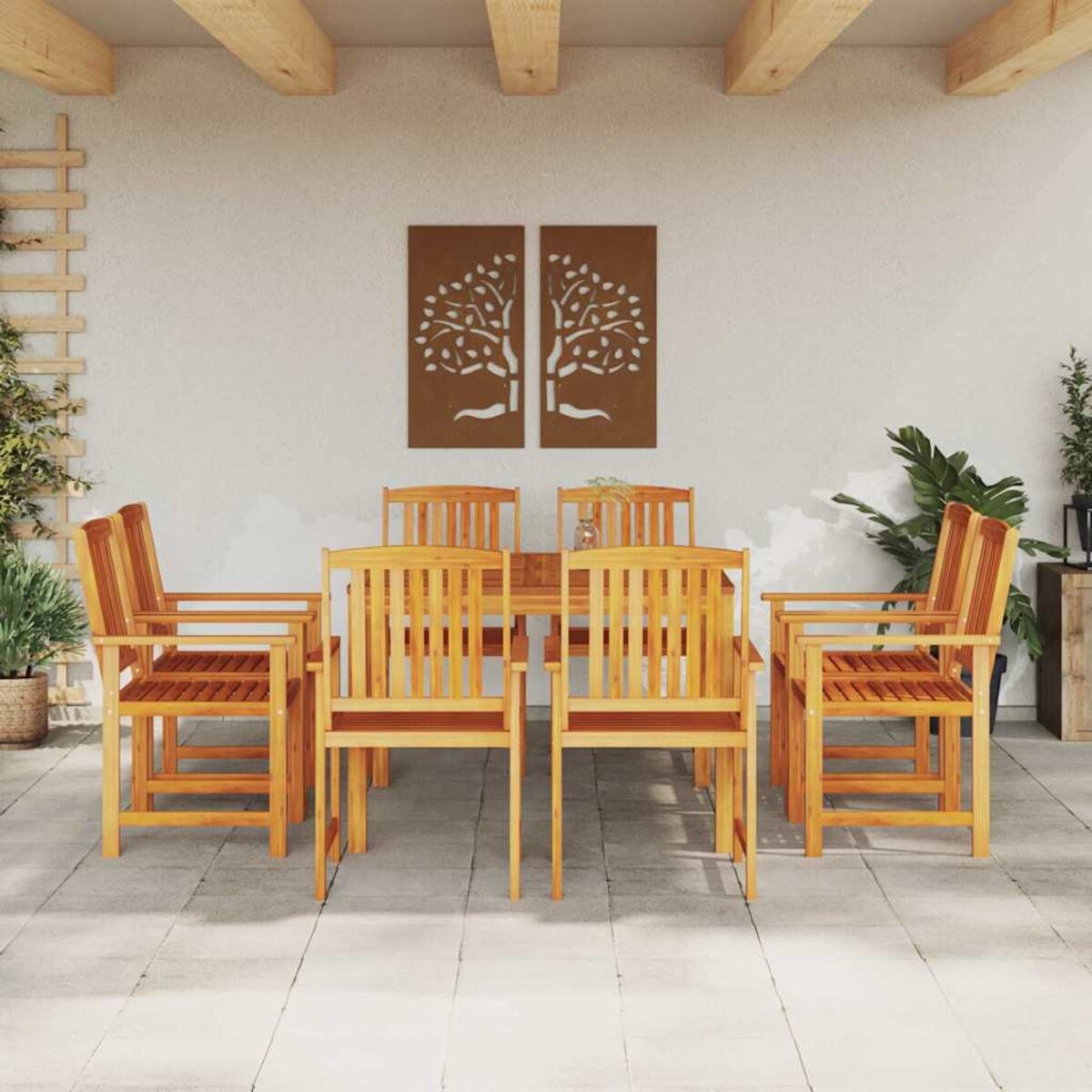vidaXL Zestaw do jadalni w ogrodzie 9 pcs Brązowy lite drewno akacjowe