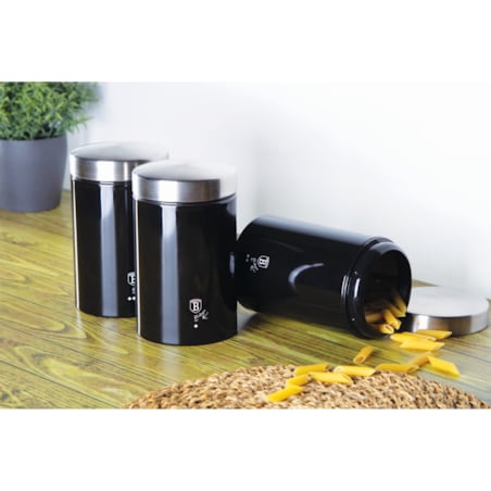 Zestaw 3 pojemników czarno-srebrnych Berlinger Haus BH-6296