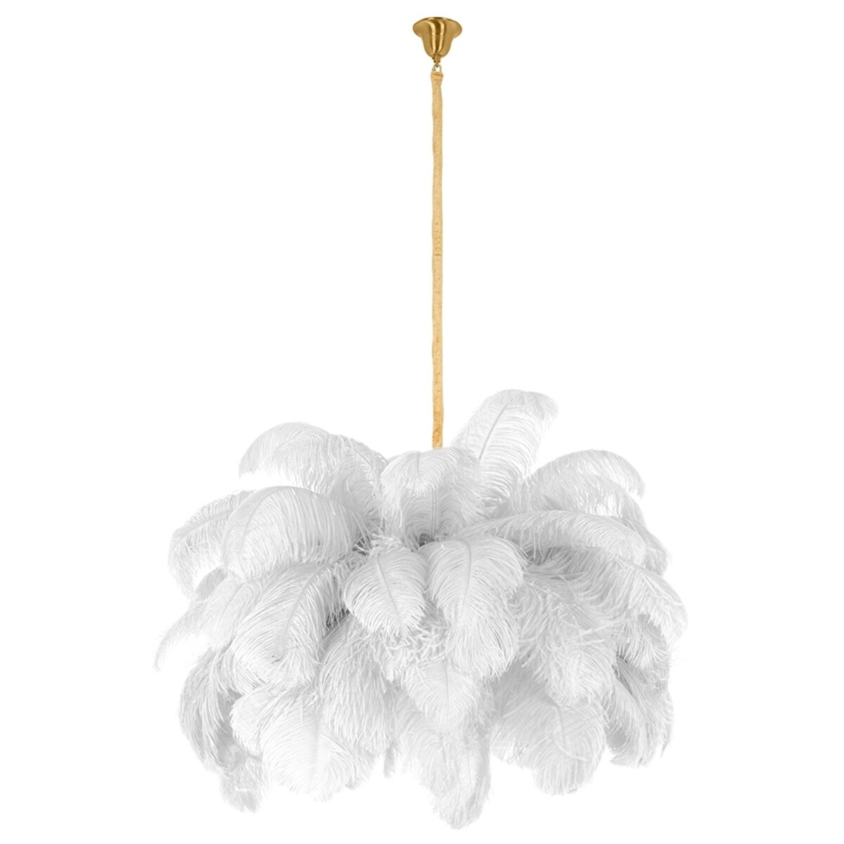 Lampa wisząca Tiffany JD0019.WHITE strusie pióra białe złote