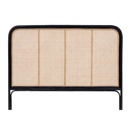 Zagłówek rattanowy czarny/naturalny, plecionka wiedeńska 162 cm