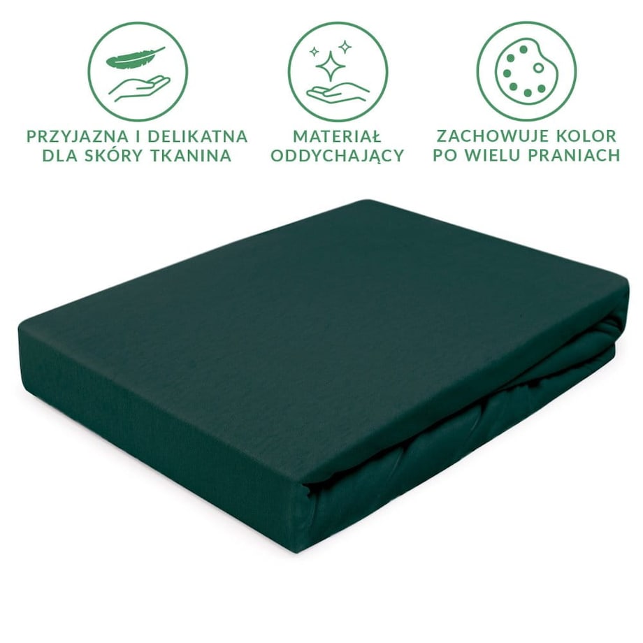 Prześcieradło jersey z gumką 160x200 kolor Zieleń Butelkowa