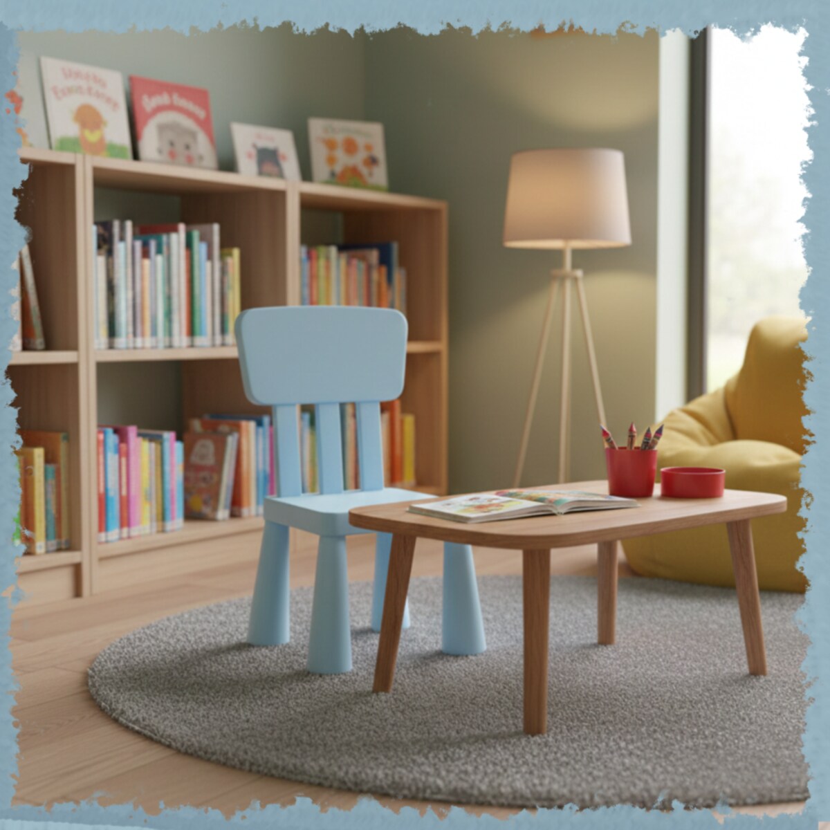 Krzesełko dla dzieci plastikowe z oparciem wygodne do pokoju niebieskie