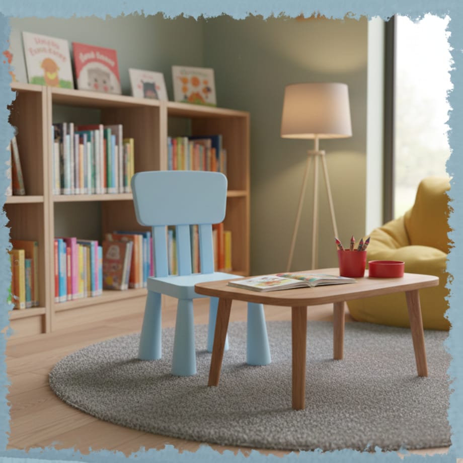 Krzesełko dla dzieci plastikowe z oparciem wygodne do pokoju niebieskie