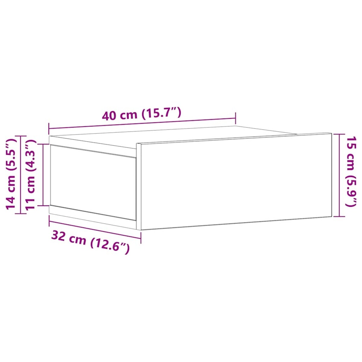 vidaXL Wisząca szafka nocna, biała 40x30x15 cm materiał drewnopochodny
