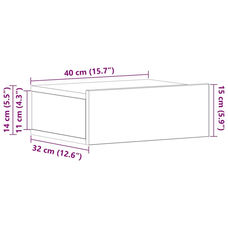 vidaXL Wisząca szafka nocna, biała 40x30x15 cm materiał drewnopochodny