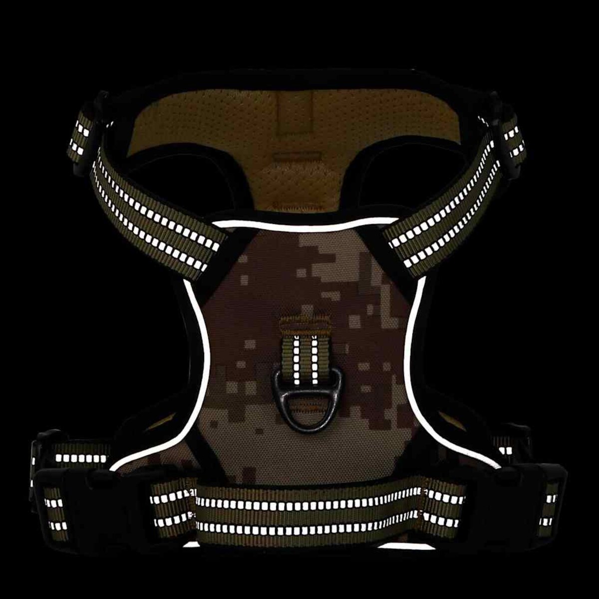 vidaXL Szelki dla psa z odblaskowymi paskami, regulowane, brąz moro XL