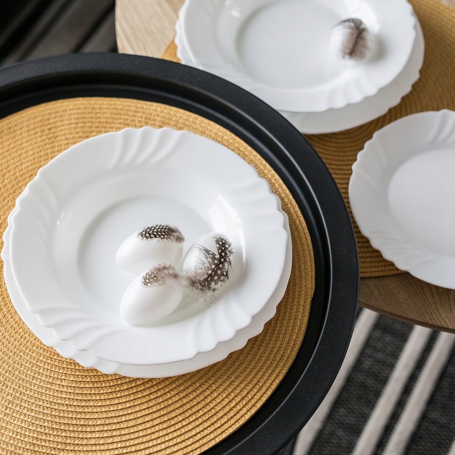 TALERZE DESEROWE EBRO bormioli 20 cm BIAŁE na ciasto desery święta 6szt