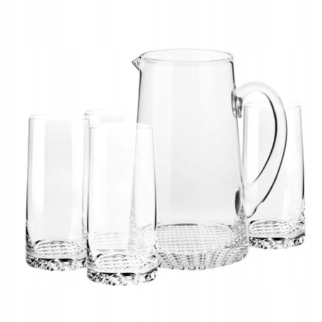 Komplet do Wody Soku z Tłoczonym Dnem Fjord 4+1 Krosno Zestaw Szklany