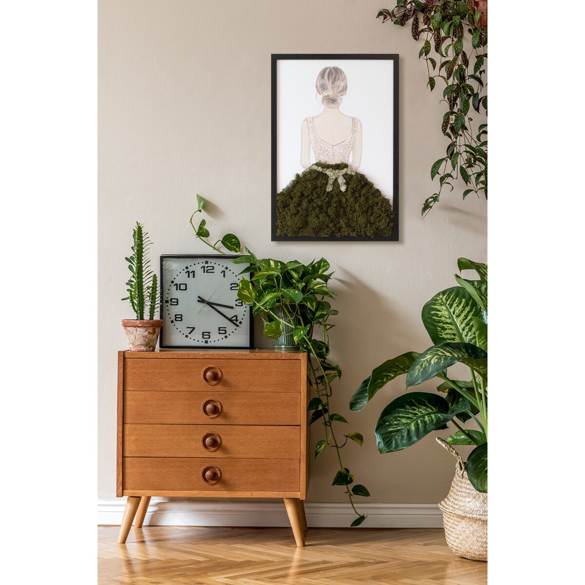 Obraz Baletnica - mech chrobotek w czarnej ramie 40x60cm