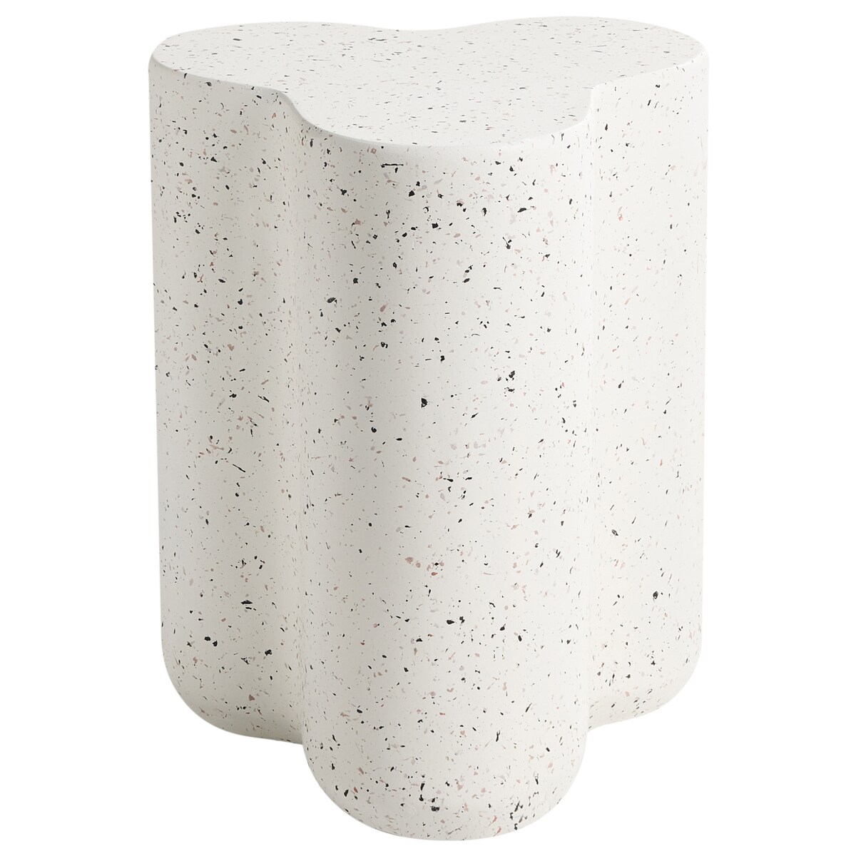 Stolik pomocniczy TELLARO 32 cm 37 cm Efekt lastryko Białe lastryko