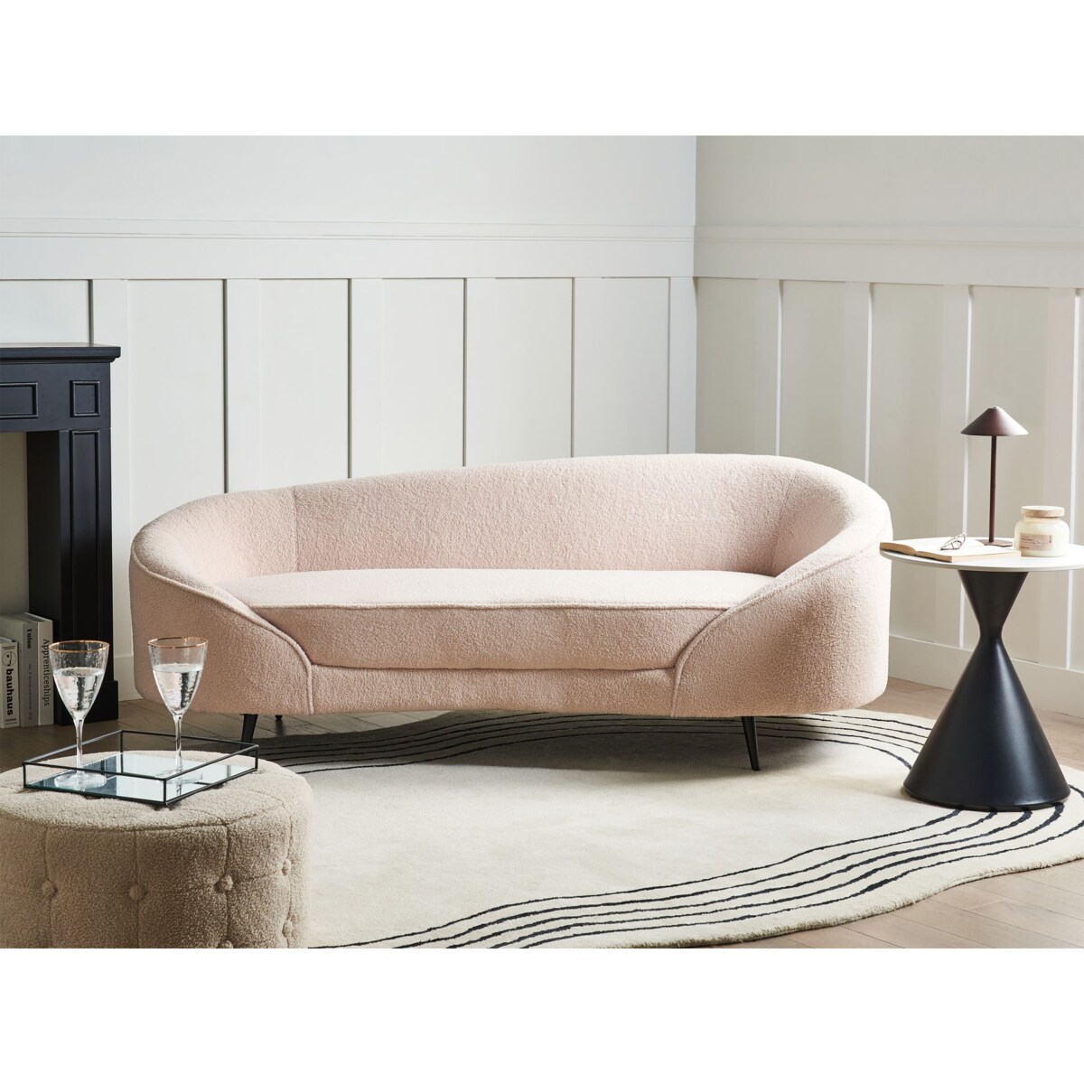 Sofa SAVAR Boucle Beżowy dla 3 osób