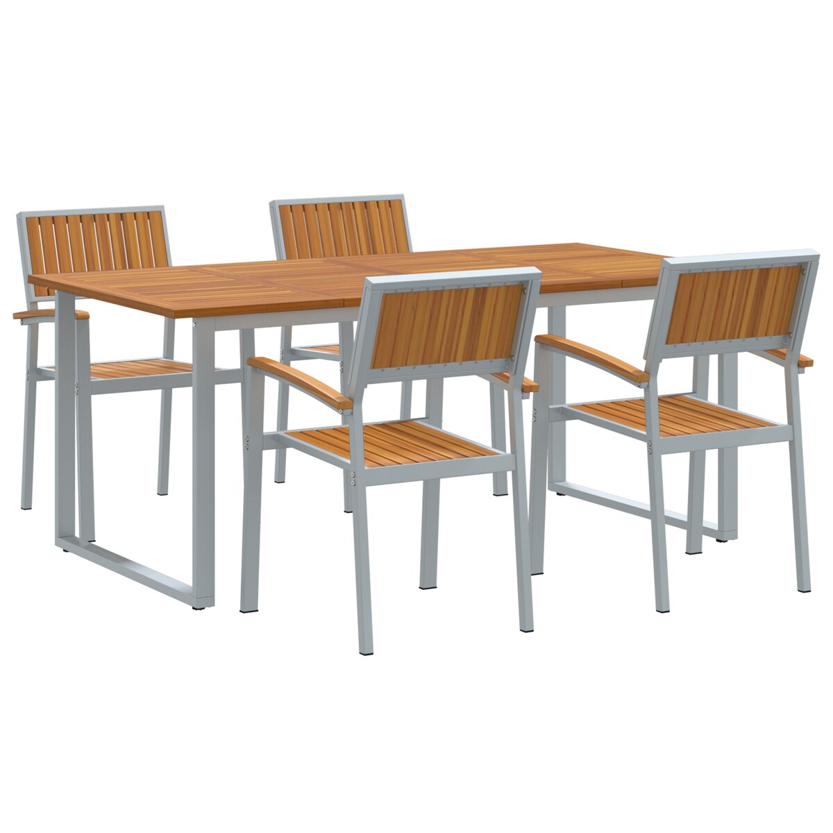 vidaXL Zestaw do jedzenia w ogrodzie 5 elementów Szary aluminium i lite drewno akacjowe