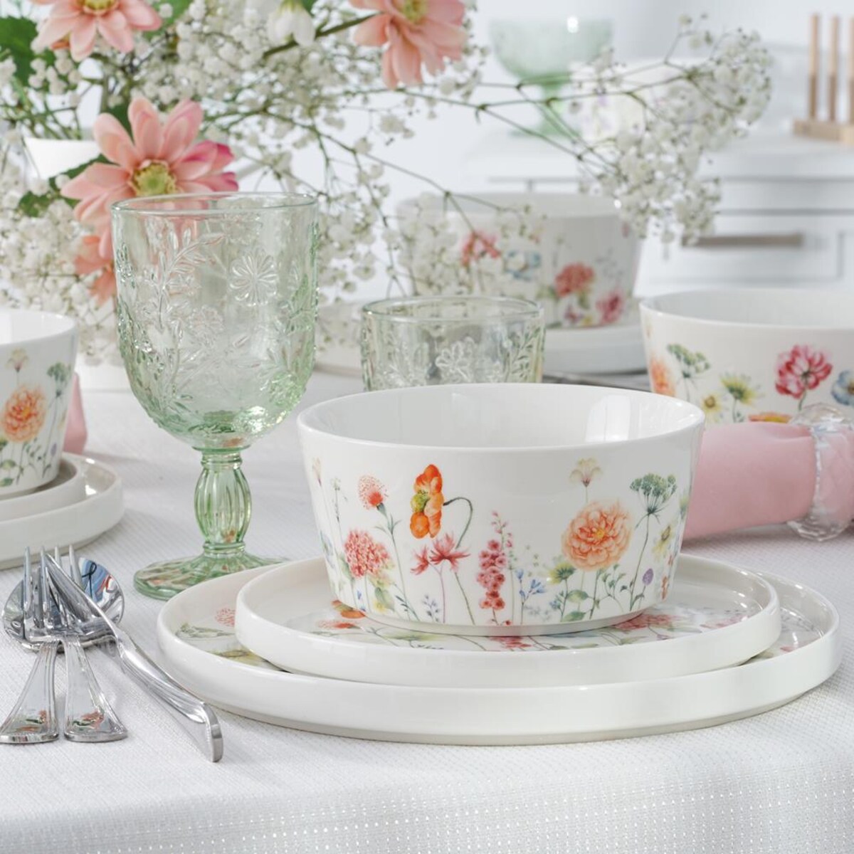 VILLA ITALIA Kieliszki do wody zielone 280 ml 6 sztuk MERIDA