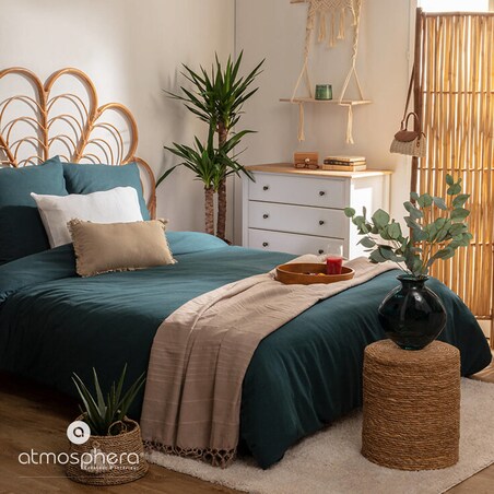 Pościel lniana z bawełną, jednokolorowa, 240 x 220 cm