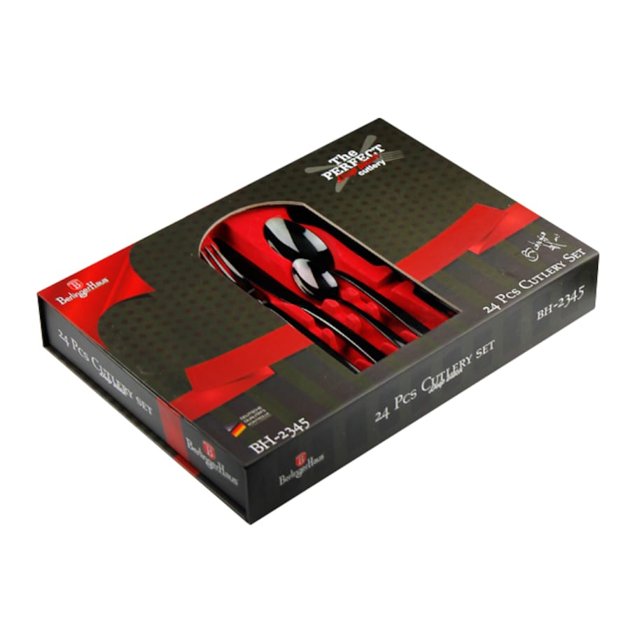 Komplet sztućców 24 elementy dla 6 osób błyszczące sztućce czarne BERLINGER HAUS Black Royal
