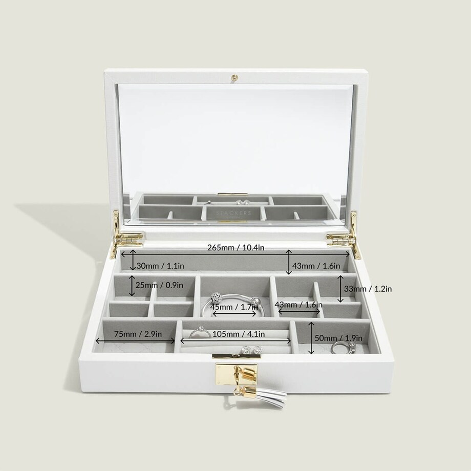 Szkatułka na biżuterię Loves Luxury biała z pokrywką i lusterkiem