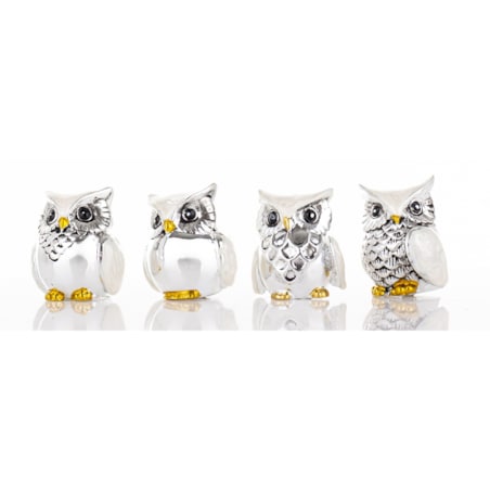Dekoracja - figurki sówki 4 szt. 3,5x3x2,5 cm OWLS