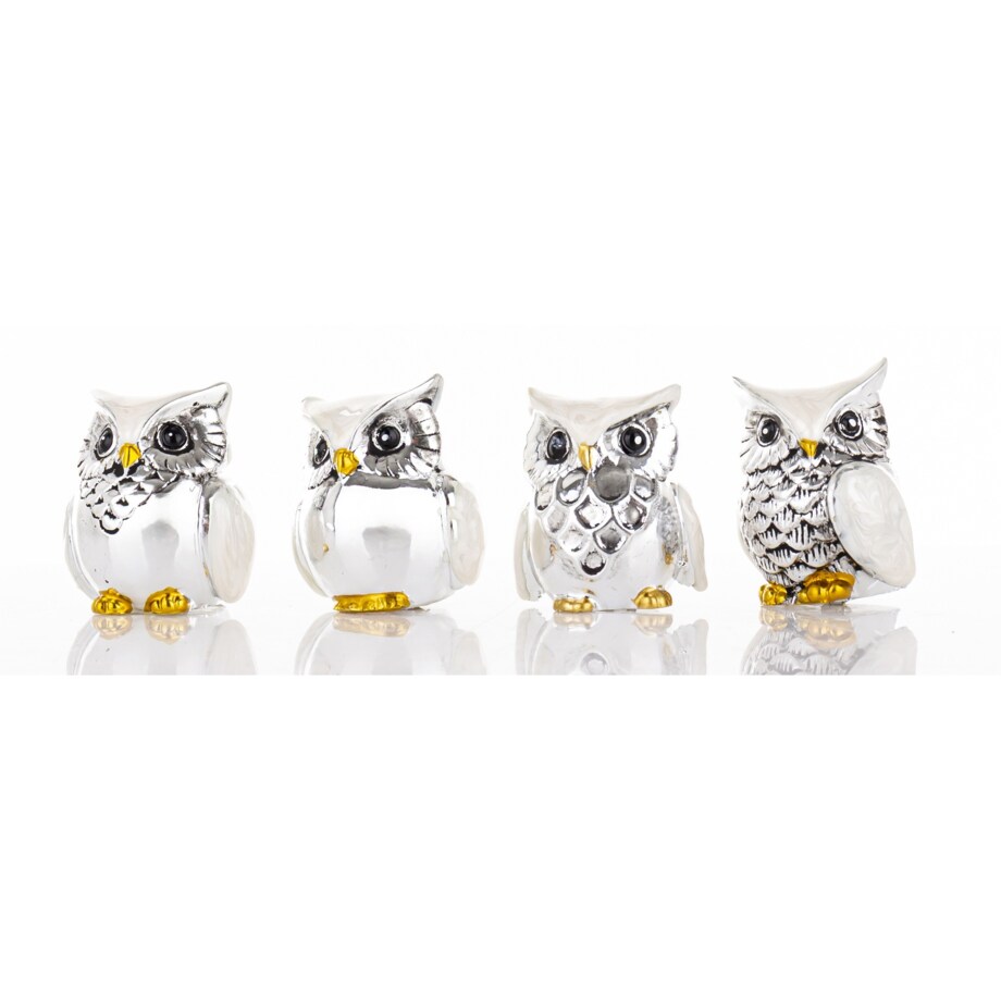 Dekoracja - figurki sówki 4 szt. 3,5x3x2,5 cm OWLS