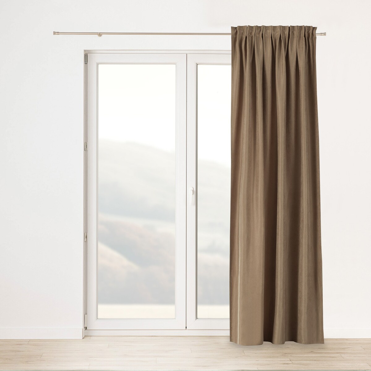 Zasłona na taśmie marszczącej mocca aksamitna 140 x 280 cm 1 szt. 140x280 brązowy