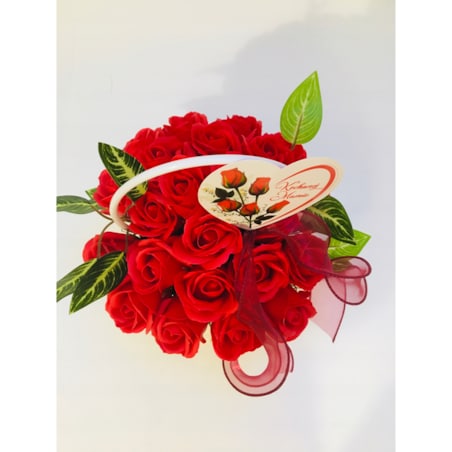 DZIEŃ dla MAMY kwiaty RÓŻA W ZŁOTYM BOXIE mydlane trwałe prezent z mydła