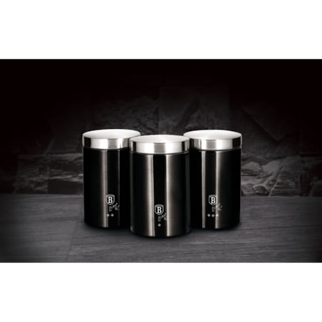 Zestaw 3 pojemników czarno-srebrnych Berlinger Haus BH-6296