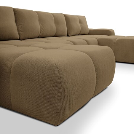 Nowoczesny Narożnik U SOHI z funkcją spania, Curio 20 - Brązowy